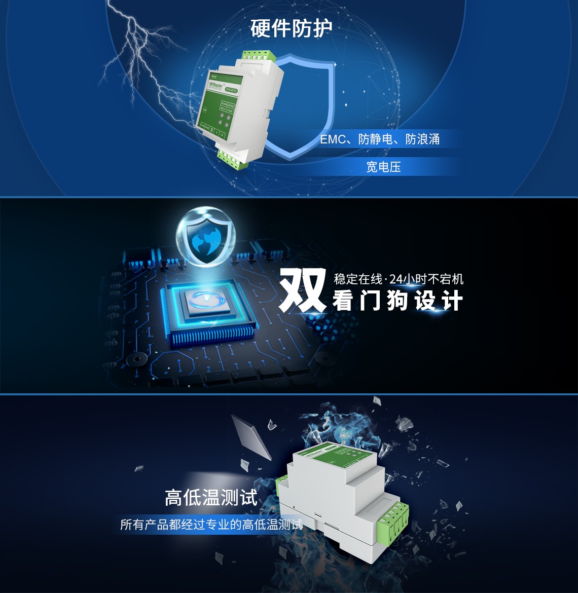 4G導(dǎo)軌式DTU硬件防護(hù)好