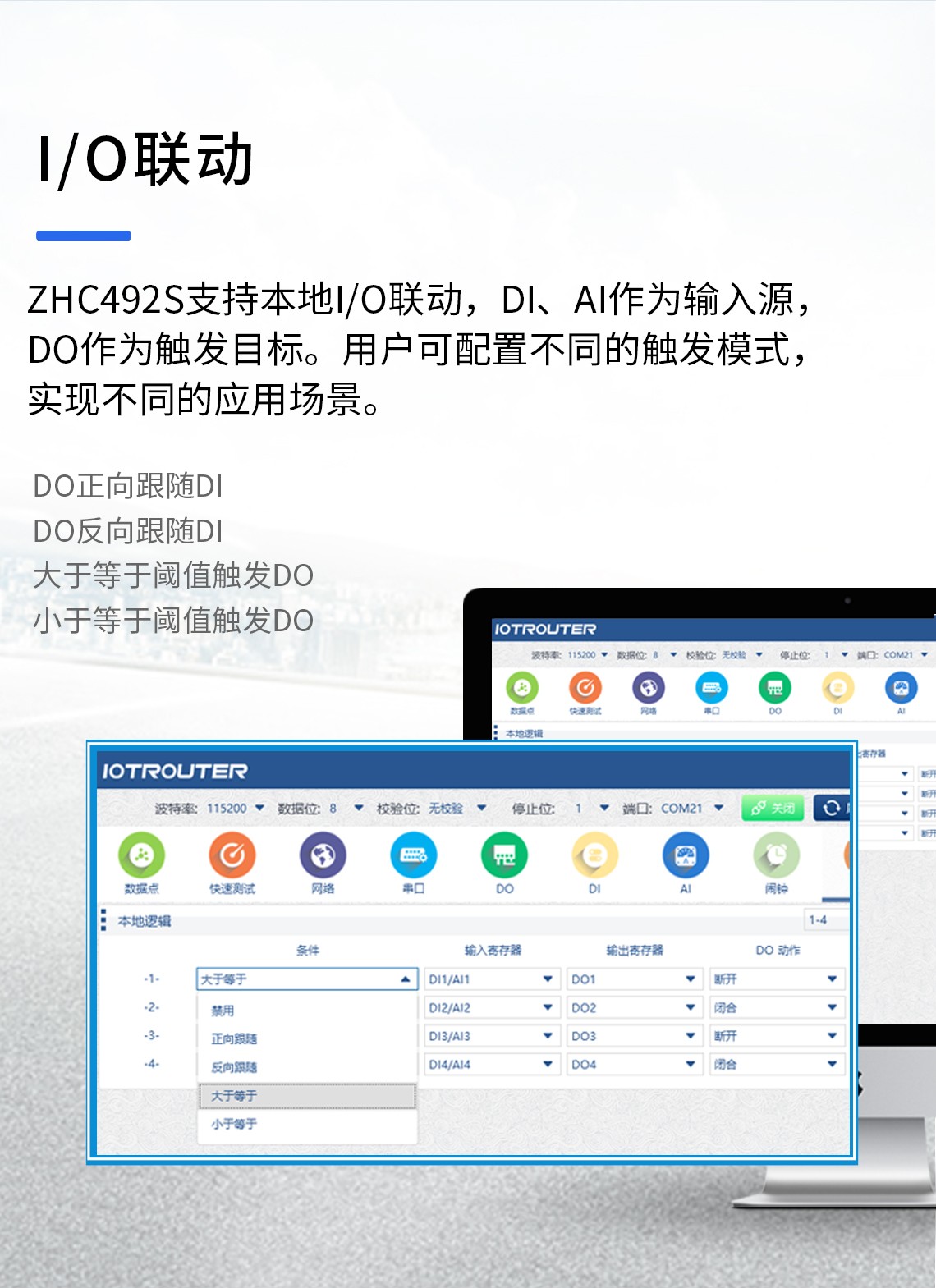 ZHC492S支持本地I/O聯(lián)動